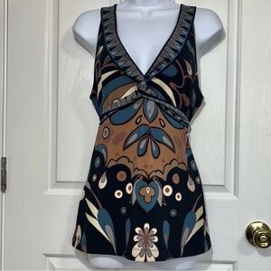 BCBG Maxazria Y2K Sleeveless Artsy Boho Geometric Print Top, Women’s Size Medium
